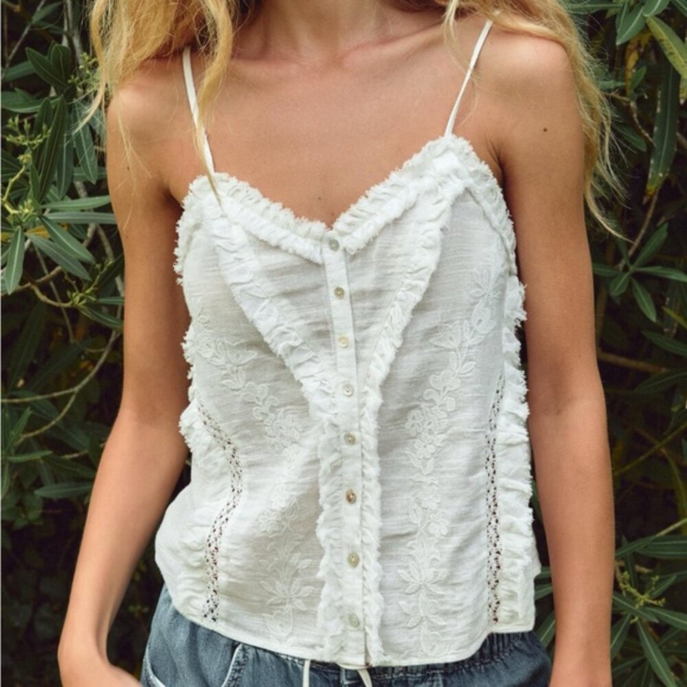 Zara Embroidered Cotton Gauze Top